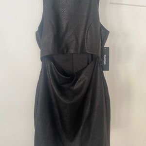 Bebe Black Textured Backless Dress